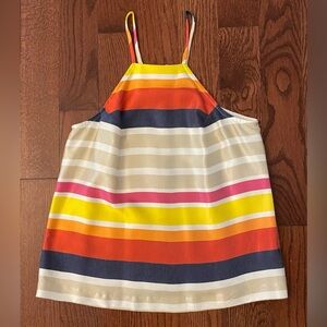 Trina Turk Halter Top Sz 0 Shangri La Vina Multi Stripe Zip Back